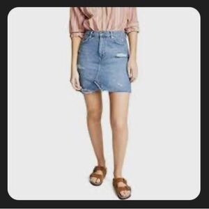 Free People We The Free Hallie Skirt Distressed Denim Jean Skirt Women’s Size 28